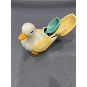 Grasslands Road Ceramic Duck Measuring Spoon Set Kitchen Yellow Teal Good 4pc